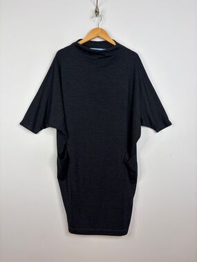 Ayrtight Clothing Dress Womens Large Gray Black Sweater Jersey Pockets Bateau